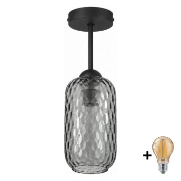 BRILAGI - LED Felületre szerelt csillár RETRO GLASS 1xE27/60W/230V átm. 14 cm fekete/füstszürke