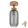 BRILAGI - LED felületre szerelt csillár RETRO GLASS 1xE27/60W/230V átm. 14 cm tölgy/füstszürke
