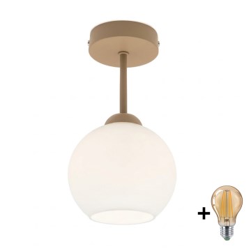 BRILAGI - LED Felületre szerelt csillár RETRO GLASS 1xE27/60W/230V átm. 15 cm bézs/fehér