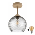 BRILAGI - LED felületre szerelt csillár RETRO GLASS 1xE27/60W/230V átm. 25 cm bézs/füstszürke