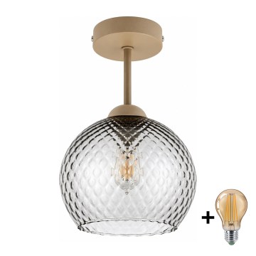 BRILAGI - LED felületre szerelt csillár RETRO GLASS 1xE27/60W/230V átm. 25 cm bézs/füstszürke