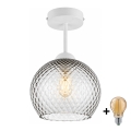 BRILAGI - LED felületre szerelt csillár RETRO GLASS 1xE27/60W/230V átm. 25 cm fehér/füstszürke