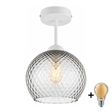 BRILAGI - LED felületre szerelt csillár RETRO GLASS 1xE27/60W/230V átm. 25 cm fehér/füstszürke