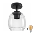 BRILAGI - LED felületre szerelt csillár RETRO GLASS 1xE27/60W/230V átm. 26 cm fekete/füstszürke