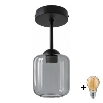 BRILAGI - LED felületre szerelt csillár RETRO GLASS 1xE27/60W/230V Ø 14 cm fekete/füstszürke