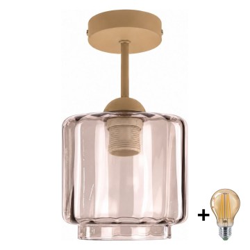 BRILAGI - LED felületre szerelt csillár RETRO GLASS 1xE27/60W/230V Ø 15 cm bézs/füstös bézs