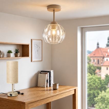 BRILAGI - LED Felületre szerelt csillár RETRO GLASS 1xE27/60W/230V Ø 18 cm bézs/átlátszó