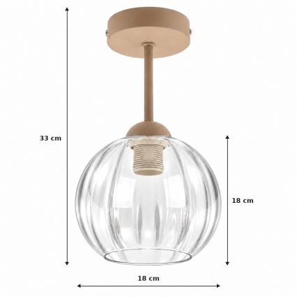 BRILAGI - LED Felületre szerelt csillár RETRO GLASS 1xE27/60W/230V Ø 18 cm bézs/átlátszó
