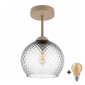 BRILAGI - LED felületre szerelt csillár RETRO GLASS 1xE27/60W/230V Ø 18 cm bézs/füstszürke