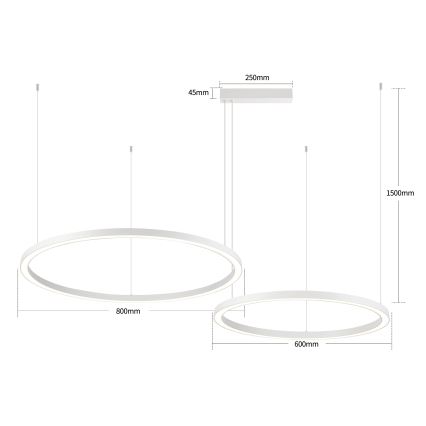 Brilagi - PORTOFINO LED fényerőszabályozható csillár kábelen LED/98W/230V 3000-6000K fehér + távirányító