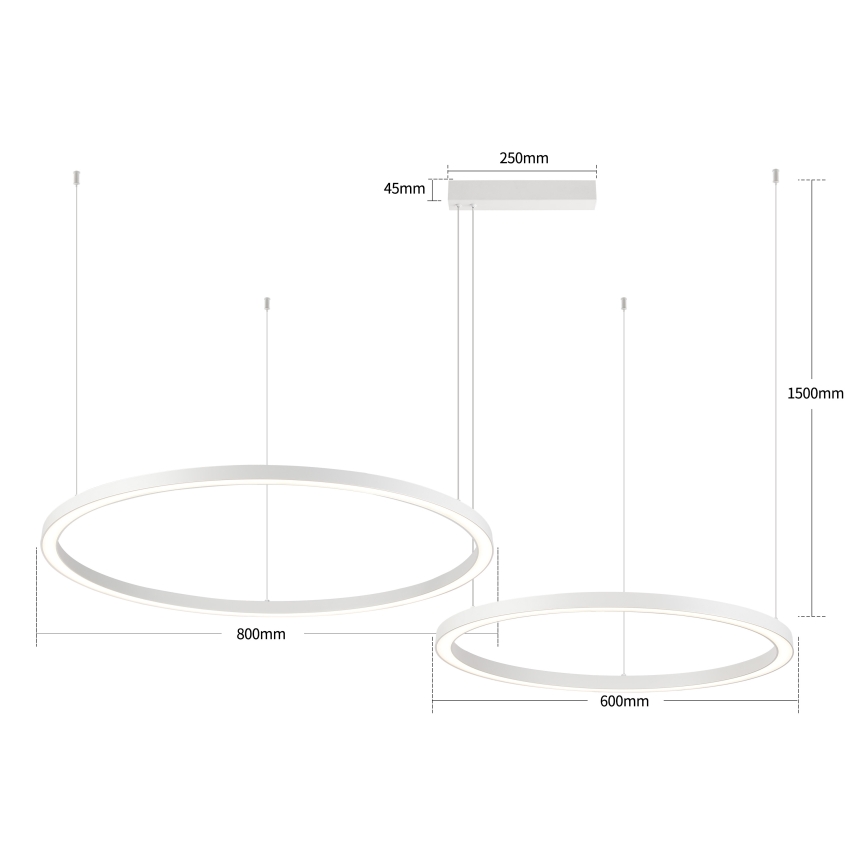 Brilagi - PORTOFINO LED fényerőszabályozható csillár kábelen LED/98W/230V 3000-6000K fehér + távirányító