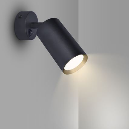 Brilagi - LED RGBW dimmelhető falra szerelhető spotlámpa kapcsolóval SELE 1xGU10/4,8W/230V 3000K fekete + távirányító