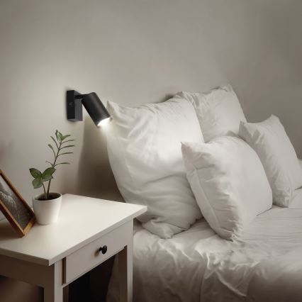 Brilagi - LED RGBW dimmelhető fali spotlámpa kapcsolóval SELE 1xGU10/4,8W/230V 3000K fekete + távirányító