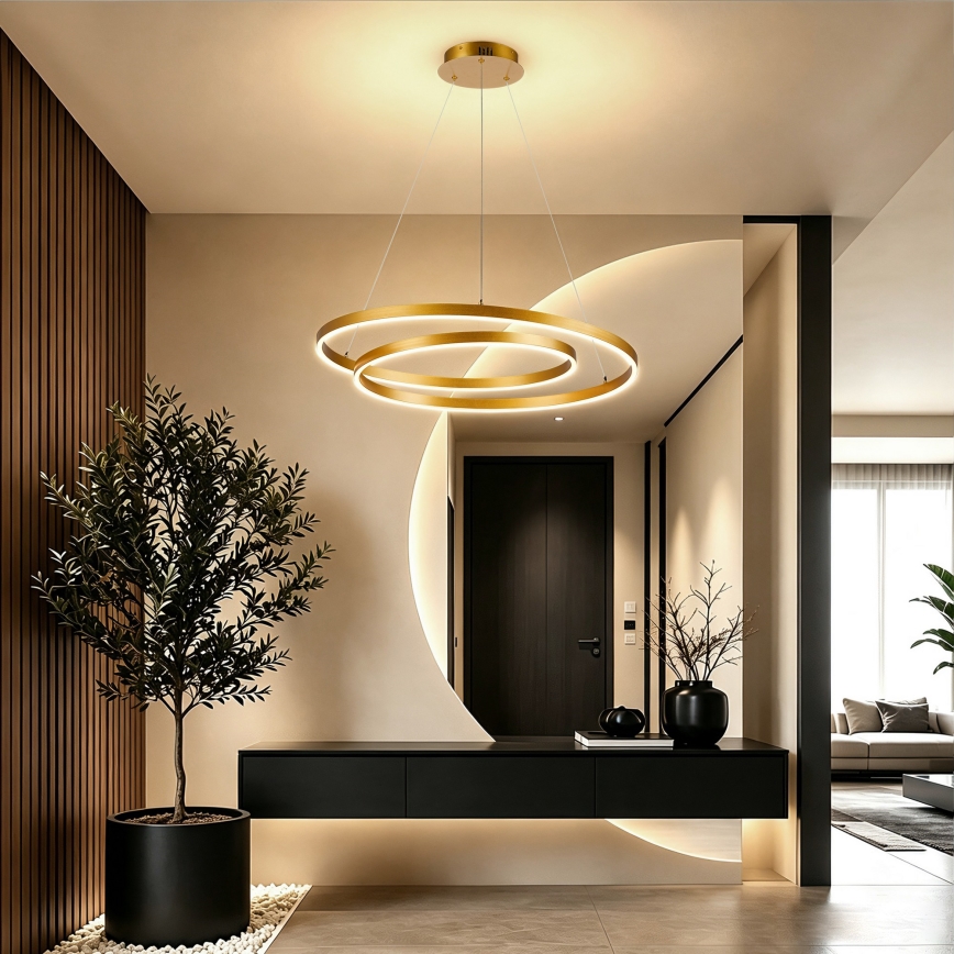 BRILAGI - LED dimmelhető kábeles függeszték TWISTER LED/75W/230V 3000-6000K átm. 70 cm arany + távirányító