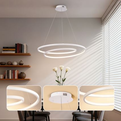 Brilagi - LED dimmelhető, kábelen függesztett csillár TWISTER LED/75W/230V 3000-6000K átm. 70 cm fehér + távirányító
