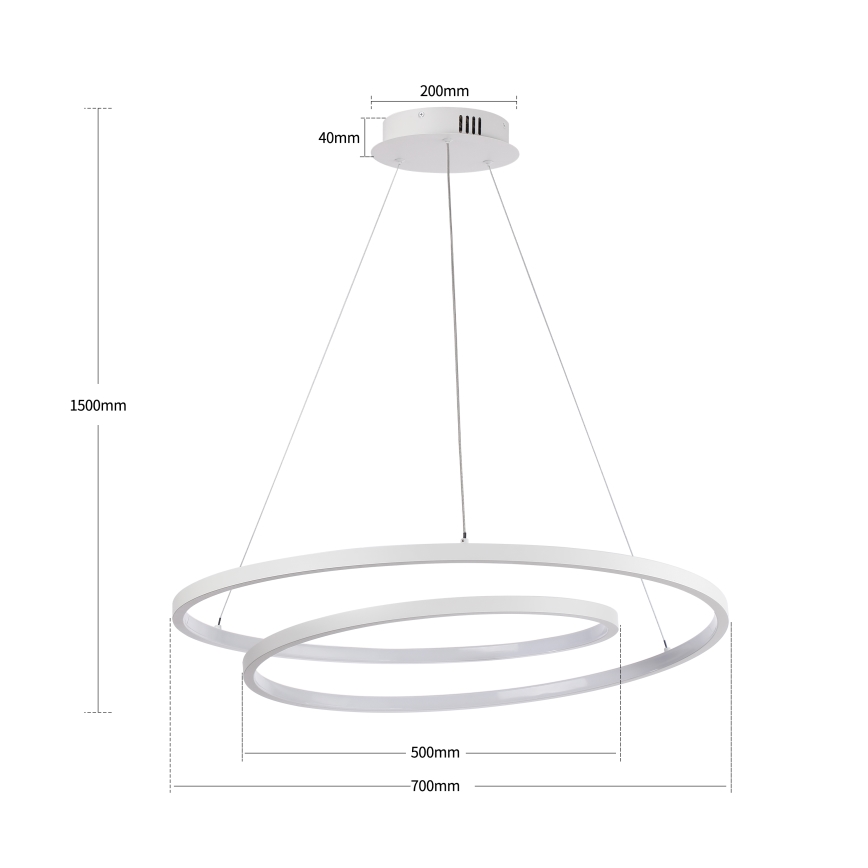 Brilagi - LED dimmelhető, kábelen függesztett csillár TWISTER LED/75W/230V 3000-6000K átm. 70 cm fehér + távirányító