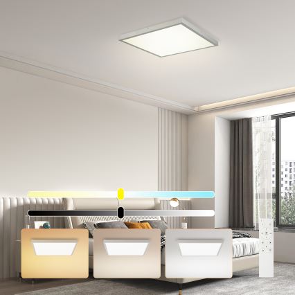 Brilagi - LED dimmelhető fürdőszobai mennyezeti lámpa FRAME SMART LED/50W/230V 60x60 cm 3000-6000K IP44 ezüst + távirányító