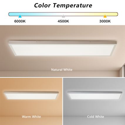 Brilagi - LED fényerőszabályozható fürdőszobai mennyezeti lámpa FRAME SMART LED/50W/230V 120x30 cm 3000-6000K IP44 fehér + távirányító