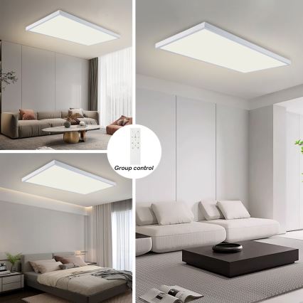 Brilagi - LED dimmelhető fürdőszobai mennyezeti lámpatest FRAME SMART LED/96W/230V 120x60 cm 3000-6000K IP44 fehér + távirányító