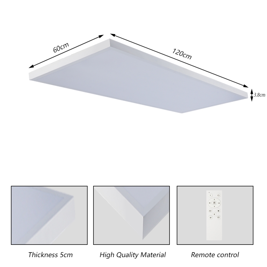 Brilagi - LED dimmelhető fürdőszobai mennyezeti lámpatest FRAME SMART LED/96W/230V 120x60 cm 3000-6000K IP44 fehér + távirányító