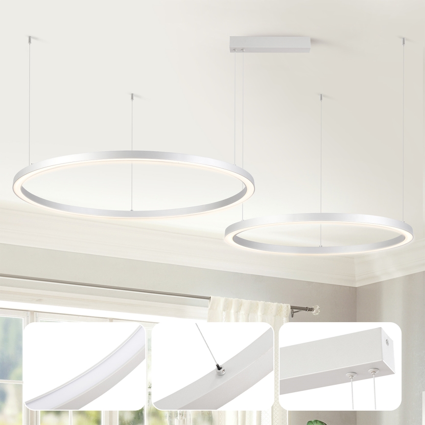 Brilagi - LED Fényerőszabályozható kábellel függesztett csillár PORTOFINO LED/98W/230V 3000-6000K ezüstszínű + távirányító