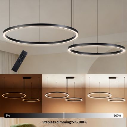 Brilagi - LED fényerőszabályozható kábelre függesztett csillár PORTOFINO LED/98W/230V 3000-6000K fekete + távirányítóval