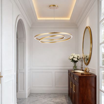 Brilagi - LED fényerőszabályozható (dimmelhető) kábelen függesztett csillár TWISTER LED/105W/230V 3000-6000K átm. 100 cm aranyszínű + távirányítóval