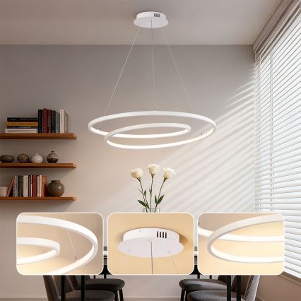 Brilagi - LED fényerőszabályozható kábeles csillár TWISTER LED/105W/230V 3000-6000K Ø 100 cm fehér + távirányító