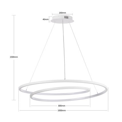 Brilagi - LED fényerőszabályozható kábeles csillár TWISTER LED/105W/230V 3000-6000K Ø 100 cm fehér + távirányító