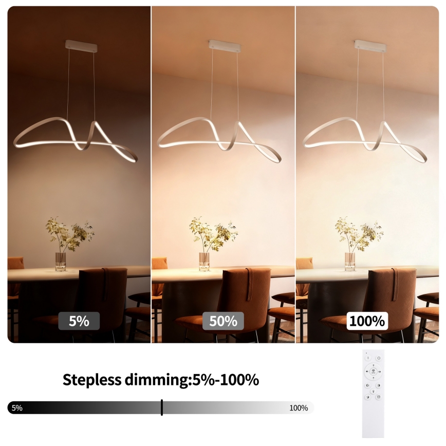 Brilagi - TWISTER LED fényerőszabályozható kábeles függeszték LED/60W/230V 3000-6000K bézs + távirányító