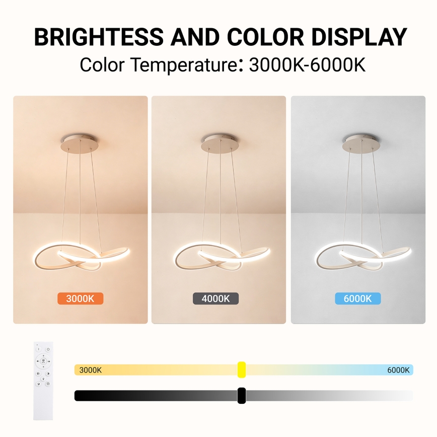 Brilagi - LED dimmelhető kábeles csillár INFINITY LED/55W/230V 3000-6000K 50x50 cm bézs + távirányító