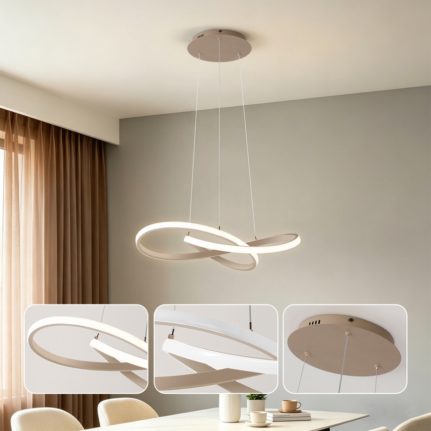 Brilagi - LED dimmelhető kábeles csillár INFINITY LED/55W/230V 3000-6000K 50x50 cm bézs + távirányító