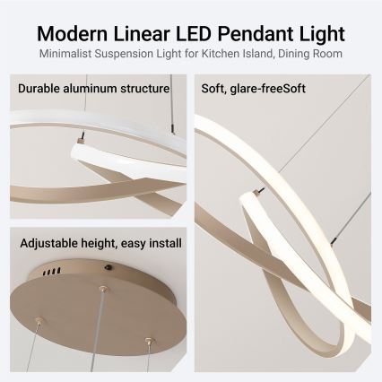 Brilagi - LED dimmelhető kábeles csillár INFINITY LED/55W/230V 3000-6000K 50x50 cm bézs + távirányító