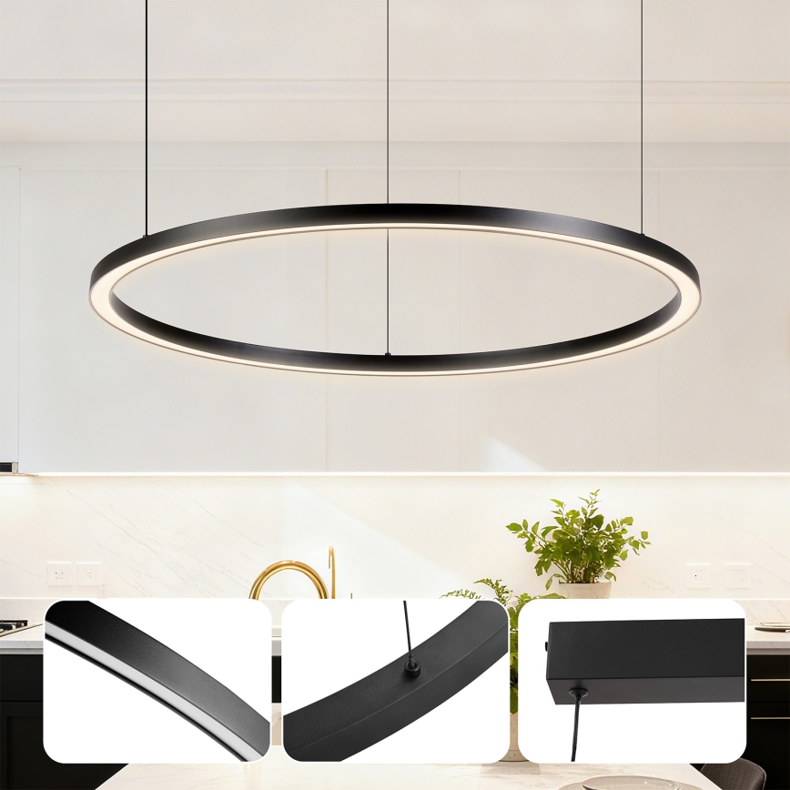 Brilagi - PORTOFINO fényerőszabályozható LED függeszték kábelre LED/60W/230V 3000-6000K átm. 80 cm fekete + távirányítóval