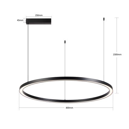 Brilagi - PORTOFINO fényerőszabályozható LED függeszték kábelre LED/60W/230V 3000-6000K átm. 80 cm fekete + távirányítóval