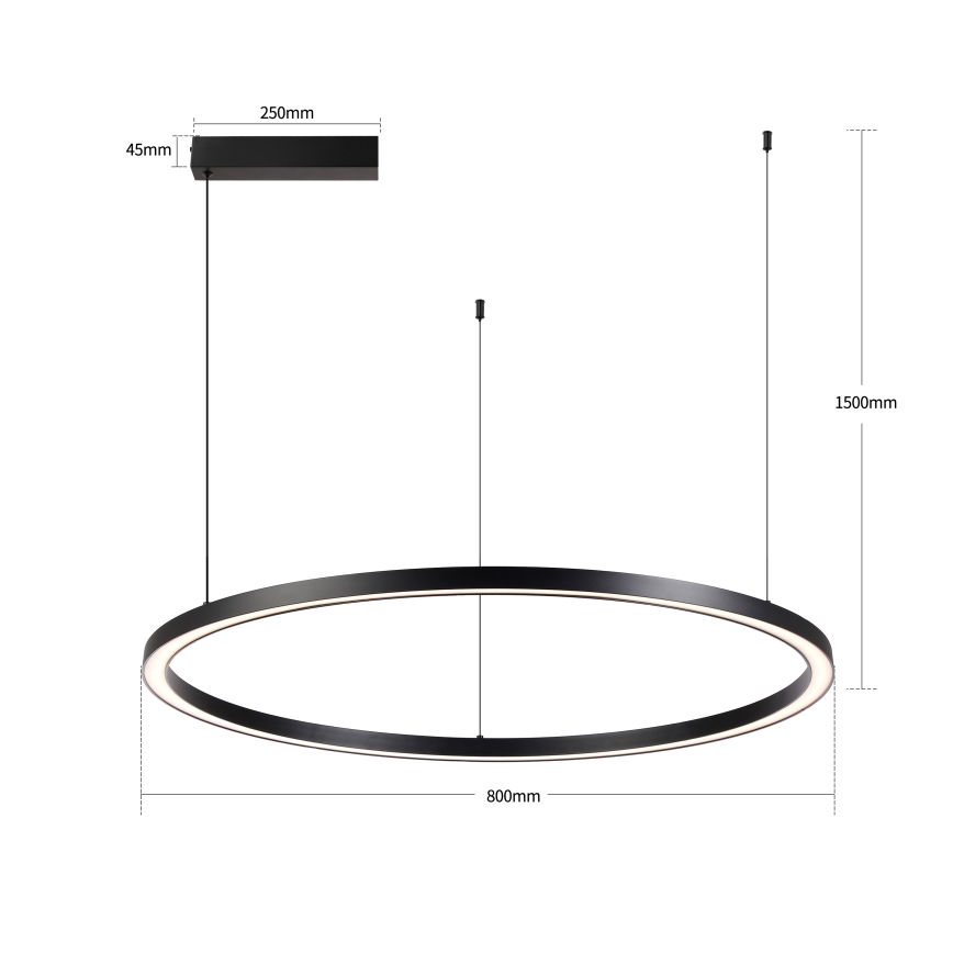 Brilagi - PORTOFINO fényerőszabályozható LED függeszték kábelre LED/60W/230V 3000-6000K átm. 80 cm fekete + távirányítóval