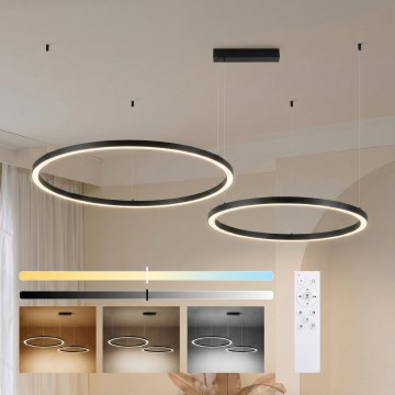Brilagi - LED fényerőszabályozható kábelre függesztett csillár PORTOFINO LED/98W/230V 3000-6000K fekete + távirányítóval