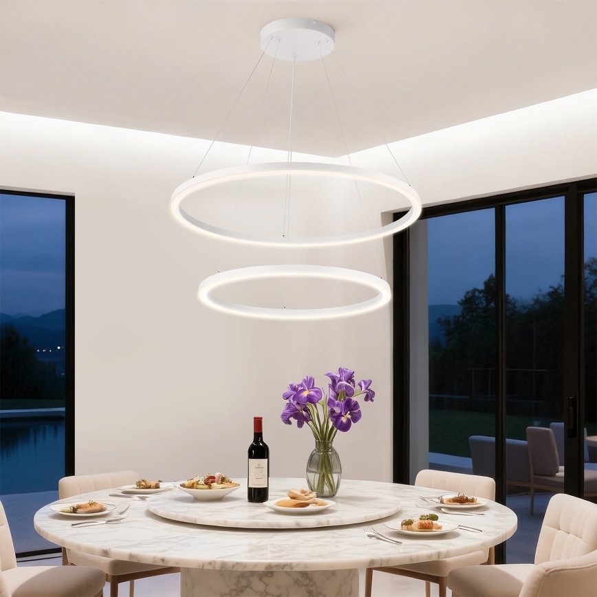 Brilagi - dimmelhető, kábeles LED csillár PORTOFINO LED/98W/230V 3000–6000K Ø80 cm fehér + távirányító