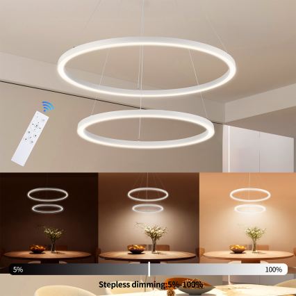 Brilagi - dimmelhető, kábeles LED csillár PORTOFINO LED/98W/230V 3000–6000K Ø80 cm fehér + távirányító