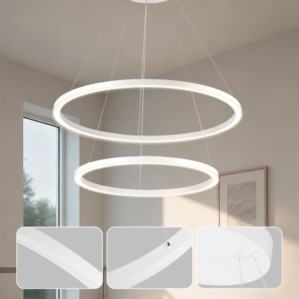 Brilagi - dimmelhető, kábeles LED csillár PORTOFINO LED/98W/230V 3000–6000K Ø80 cm fehér + távirányító