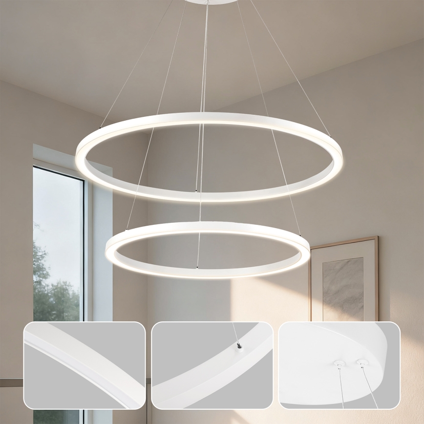 Brilagi - dimmelhető, kábeles LED csillár PORTOFINO LED/98W/230V 3000–6000K Ø80 cm fehér + távirányító