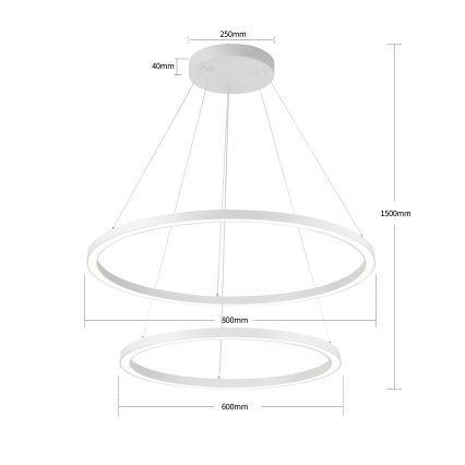 Brilagi - dimmelhető, kábeles LED csillár PORTOFINO LED/98W/230V 3000–6000K Ø80 cm fehér + távirányító