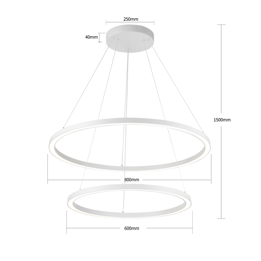 Brilagi - dimmelhető, kábeles LED csillár PORTOFINO LED/98W/230V 3000–6000K Ø80 cm fehér + távirányító