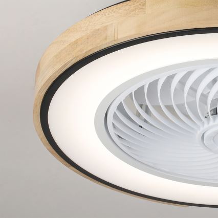 Brilagi - LED fényerőszabályozható mennyezeti lámpa ventilátorral LED/30W/230V 3000-6500K átmérő 50 cm fekete/tölgy + távirányító