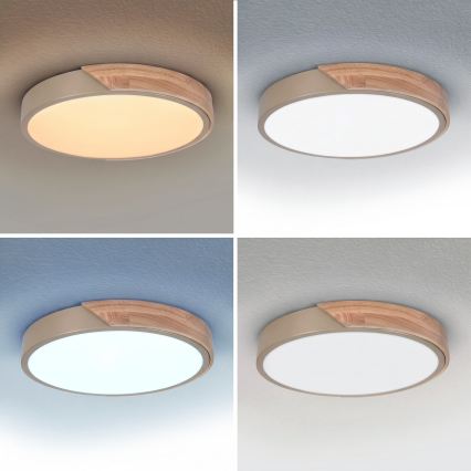 BRILAGI - LED Fényerőszabályozható mennyezeti lámpa PILANA LED/48W/230V 3000-6500K tölgy/bézs átm. 40 cm + távirányító