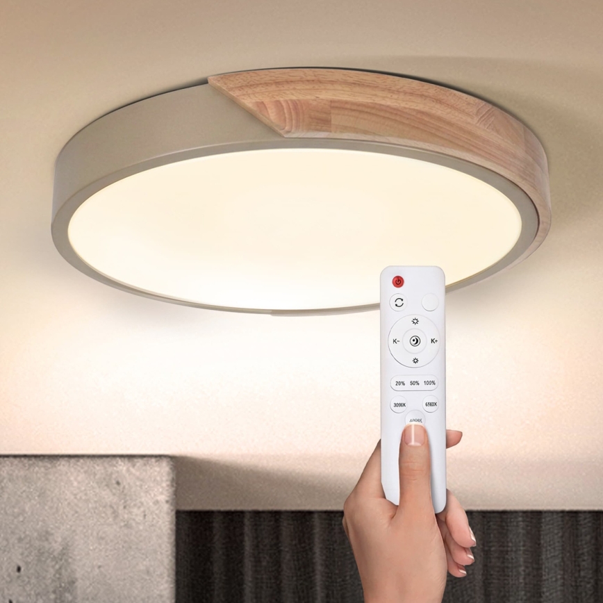 BRILAGI - LED Fényerőszabályozható mennyezeti lámpa PILANA LED/48W/230V 3000-6500K tölgy/bézs átm. 40 cm + távirányító