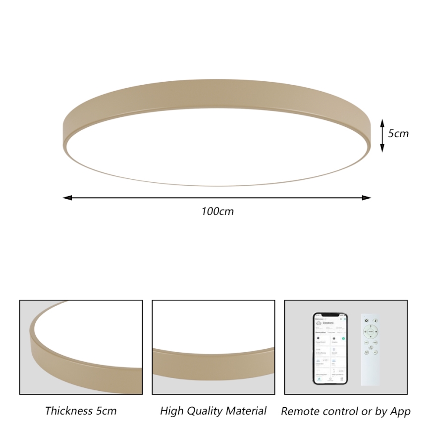 Brilagi - LED dimmelhető mennyezeti lámpa POOL SMART LED/128W/230V 3000-6000K 100 cm bézs Wi-Fi Tuya + távirányító