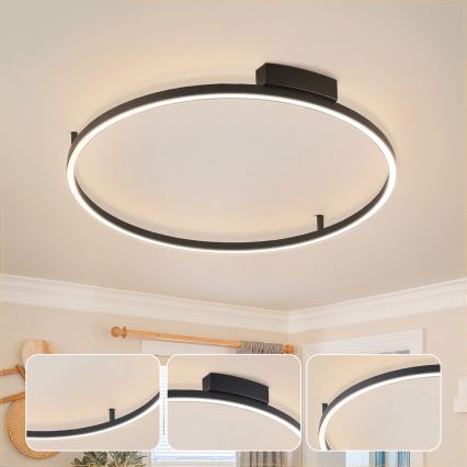 Brilagi - PORTOFINO LED/60W/230V fényerőszabályozható mennyezeti lámpa 3000-6000K átm. 80 cm fekete + távirányító