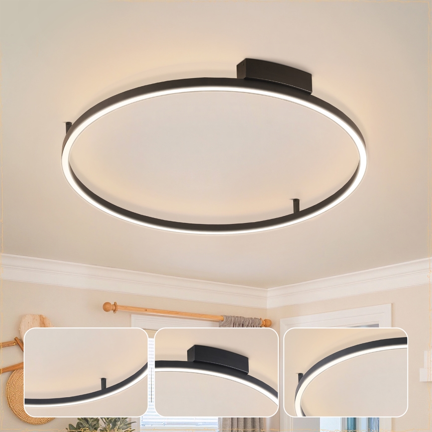 Brilagi - PORTOFINO LED/60W/230V fényerőszabályozható mennyezeti lámpa 3000-6000K átm. 80 cm fekete + távirányító