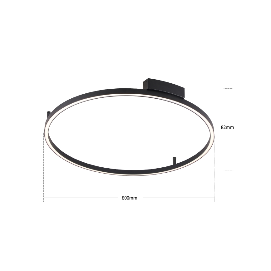 Brilagi - PORTOFINO LED/60W/230V fényerőszabályozható mennyezeti lámpa 3000-6000K átm. 80 cm fekete + távirányító
